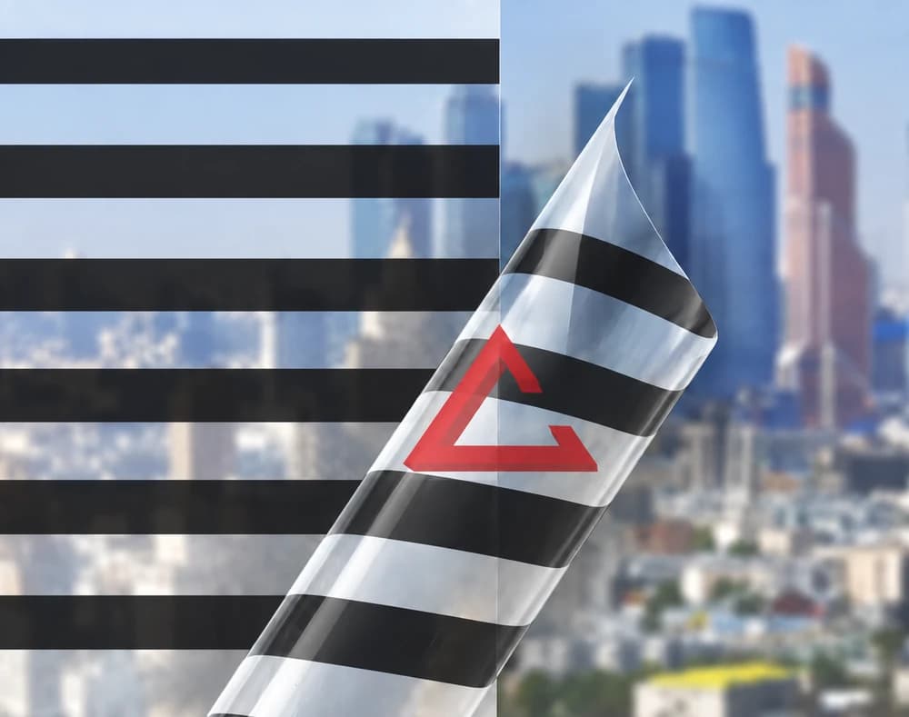 декоративная плёнка чёрный глянцевый BIG BLINDS BLACK — тонировка окон квартир, домов и зданий в Москве — главное фото